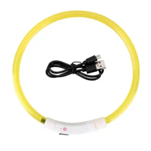 LED USB rechargeable dog collar glowing at night
