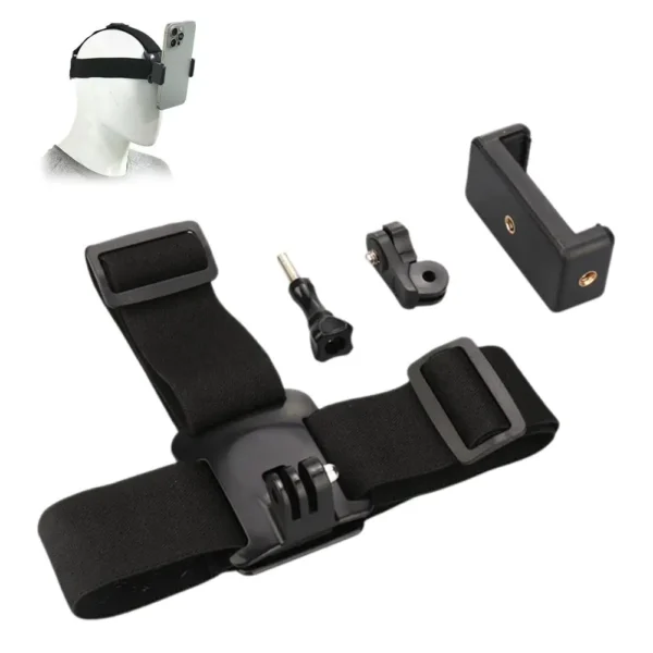 Adjustable head strap mount holding smartphone for point-of-view video recording
