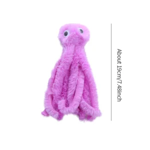 Plush octopus-shaped cat toy made of soft bite-resistant fabric