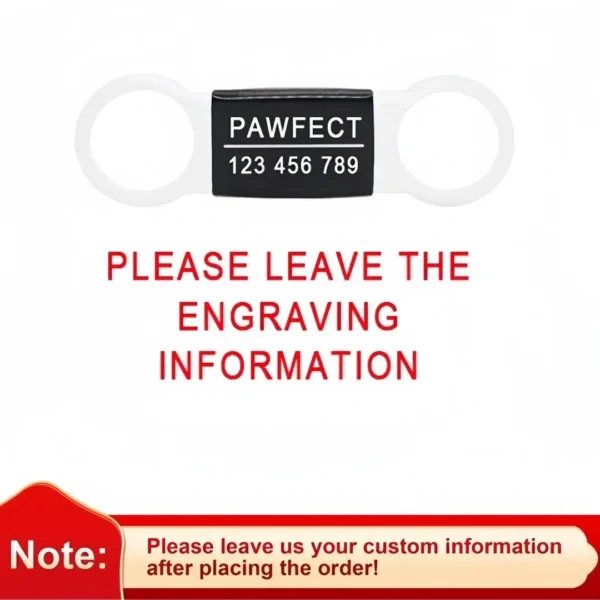 Custom engraved pet ID tag attached to pet collar